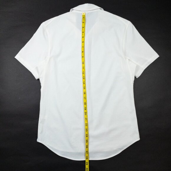 Lululemon Airing Easy Shirt Mens Small Short Sleeve Button-Up Solid White Vented - Picture 11 of 14